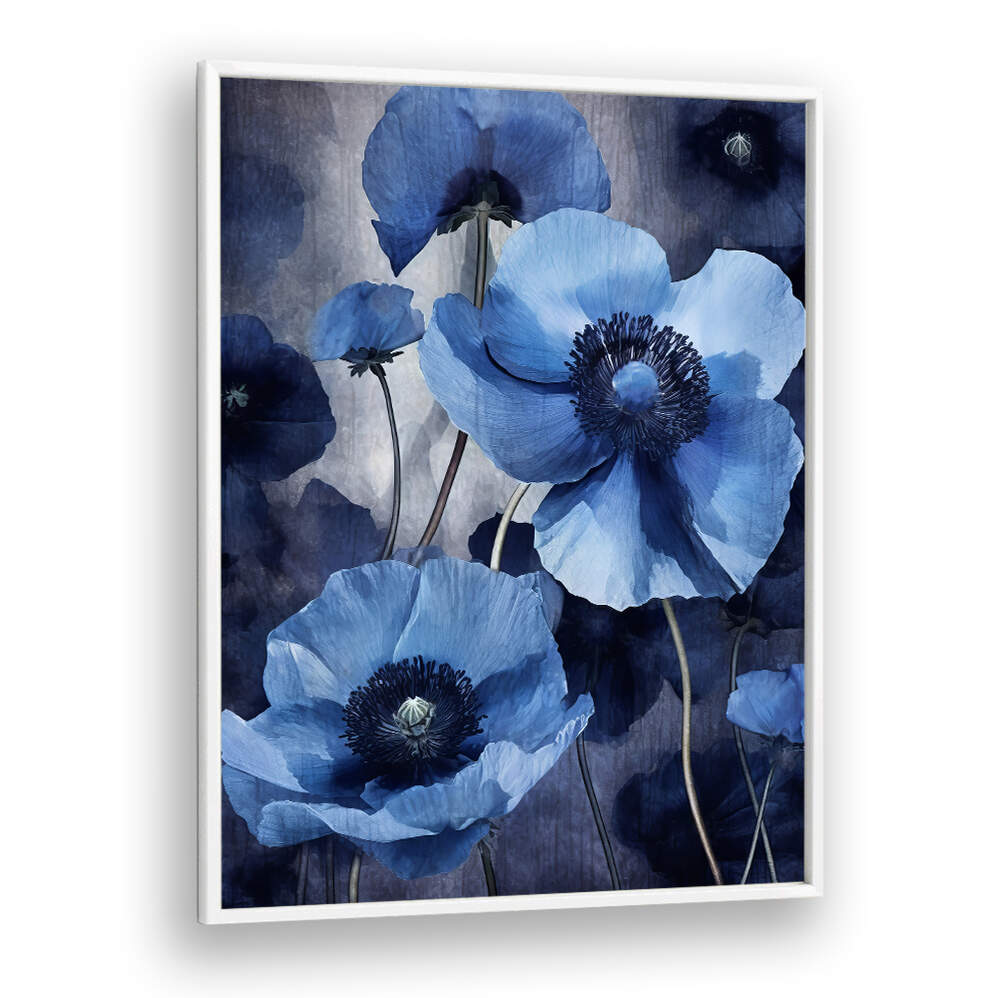 BLUE FLOWERS IV , FLORAL FLOWER PAINTINGS
