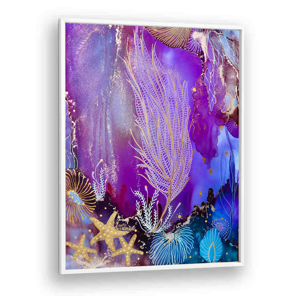 Vibrant BLUSHING REEF II, BEACH PAINTINGS evoke serene coastal beauty with striking colors and oceanic themes.