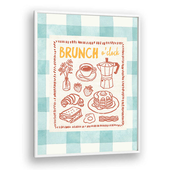 BRUNCH O CLOCK ON GREEN CHECKS , BAR & CAFE ART