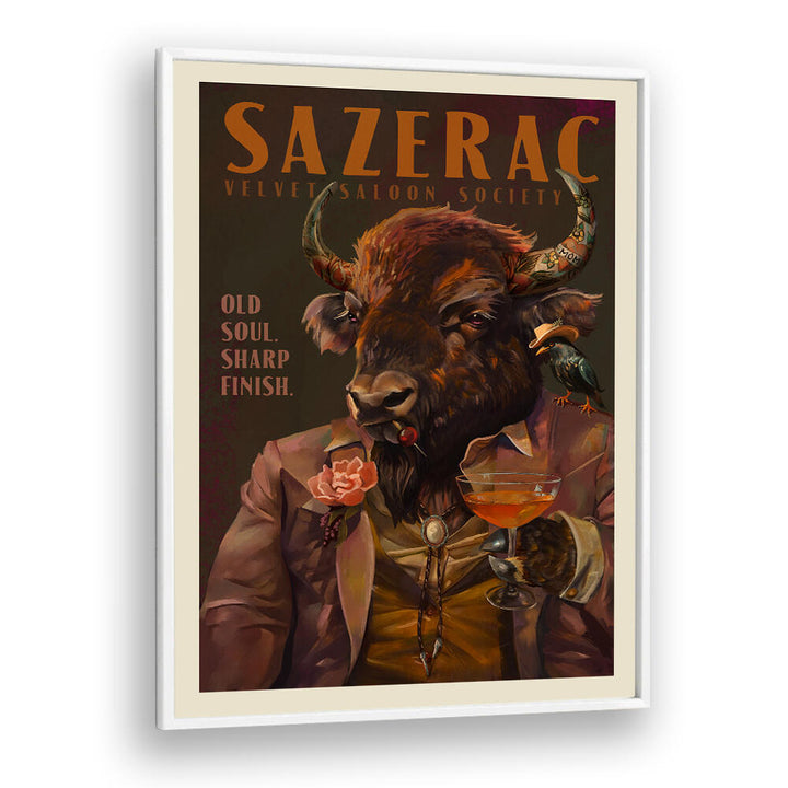 BUFFALO DRINKING SAZERAC , BAR & CAFE ART