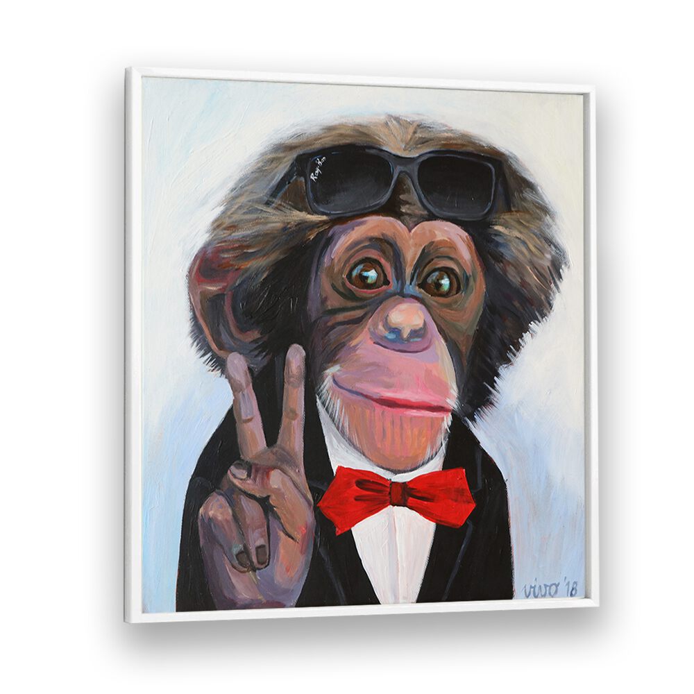 Vibrant COOL PRIMATE CHARM, COMIC POSTERS featuring a stylish monkey in sunglasses and bow tie, perfect for collectors.