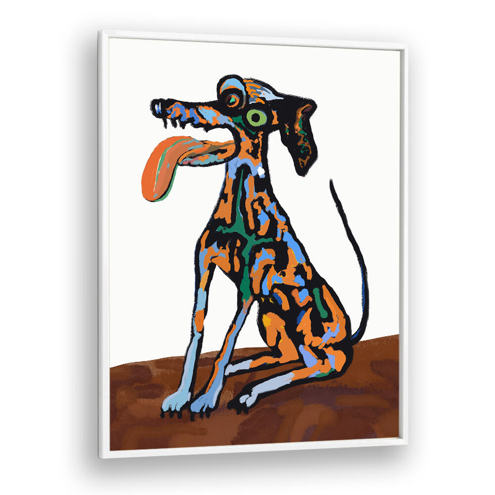 CRAZY DOG PORTRAIT , ANIMAL PAINTINGS