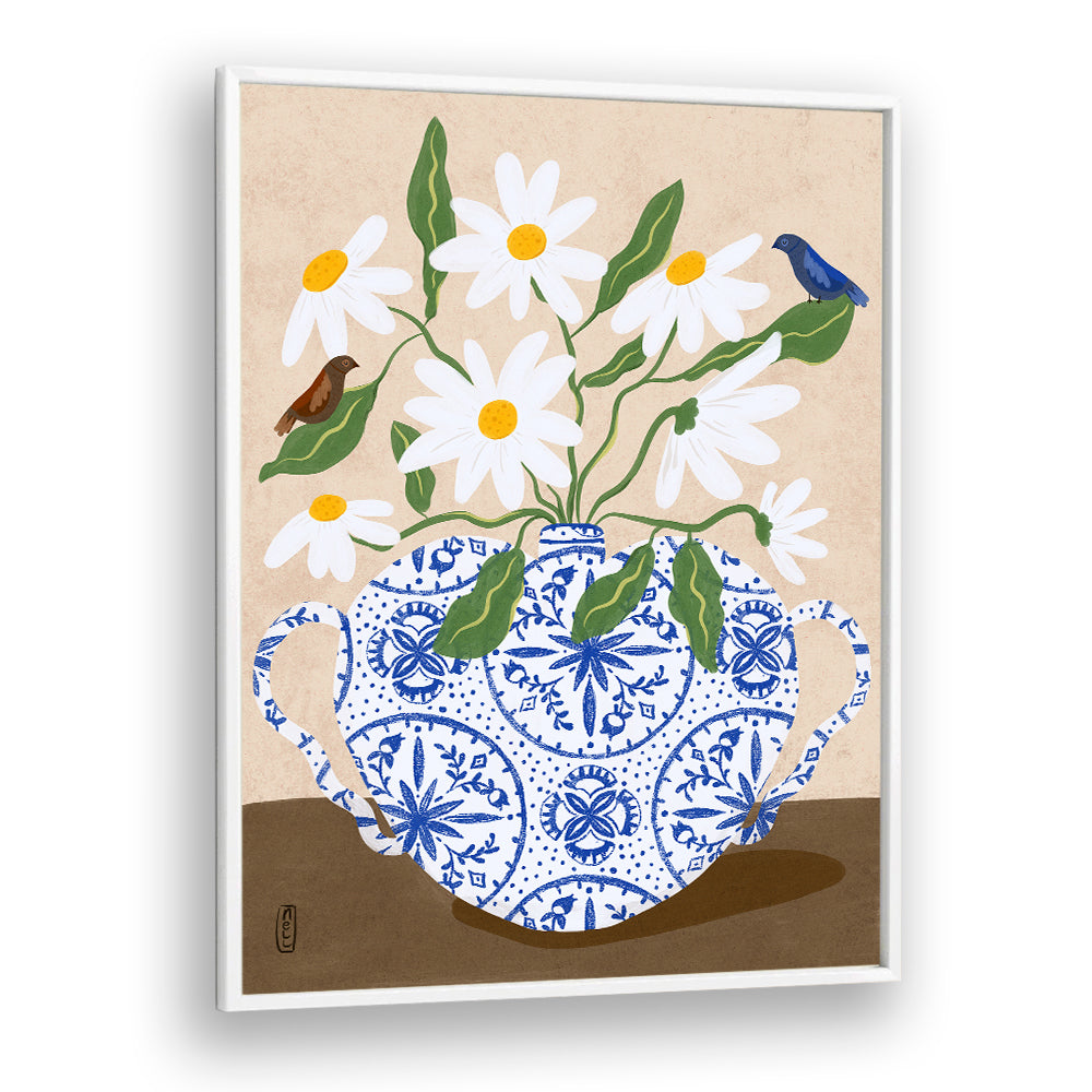 DAISIES IN BLUE TEAPOT