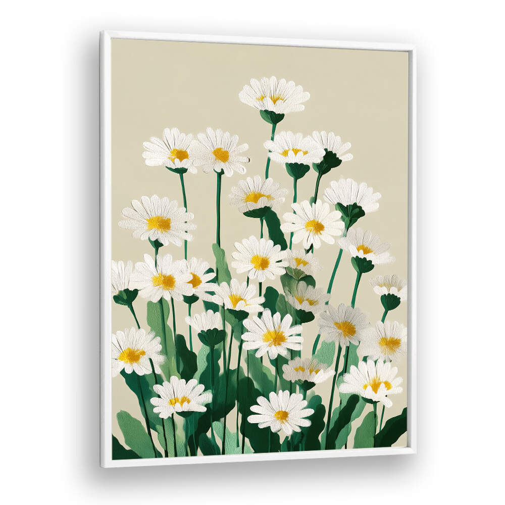 DAISY MEADOW MORNING , FLORAL FLOWER PAINTINGS