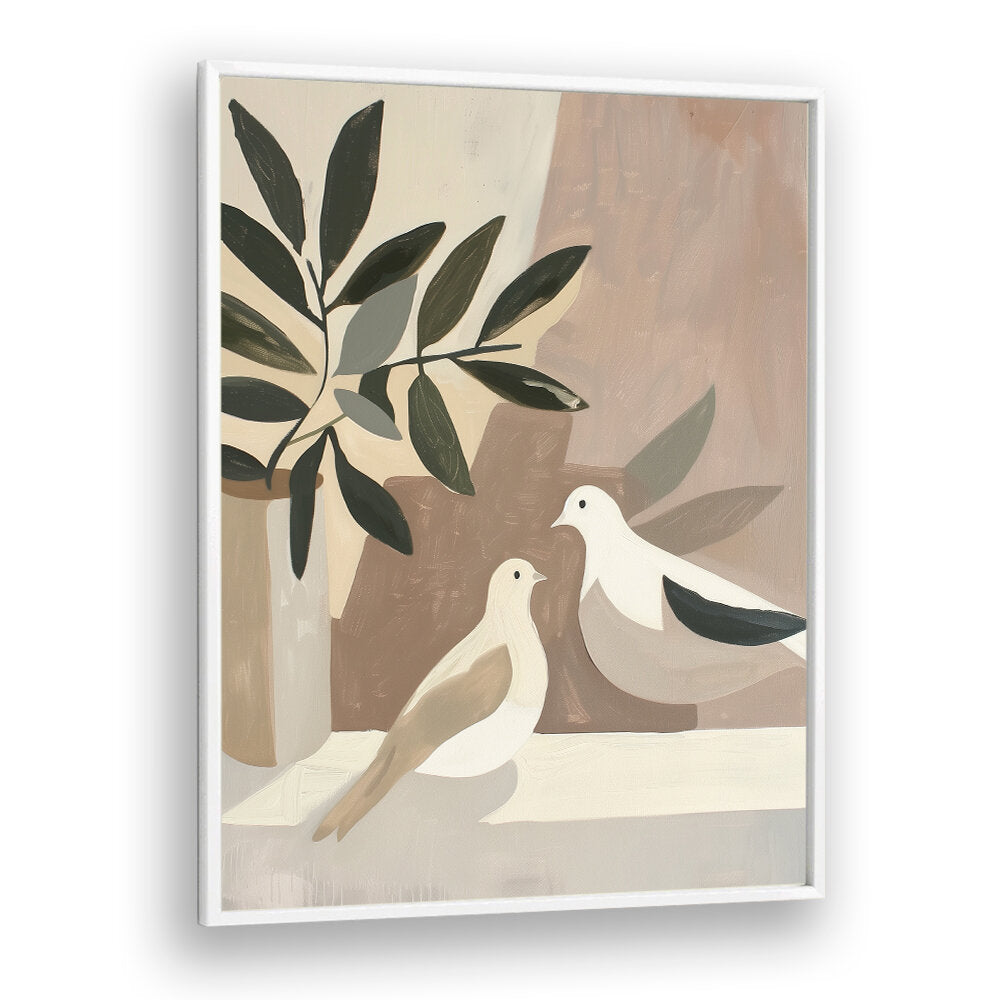 DOVES ON PATIO , BOHO ART PAINTINGS