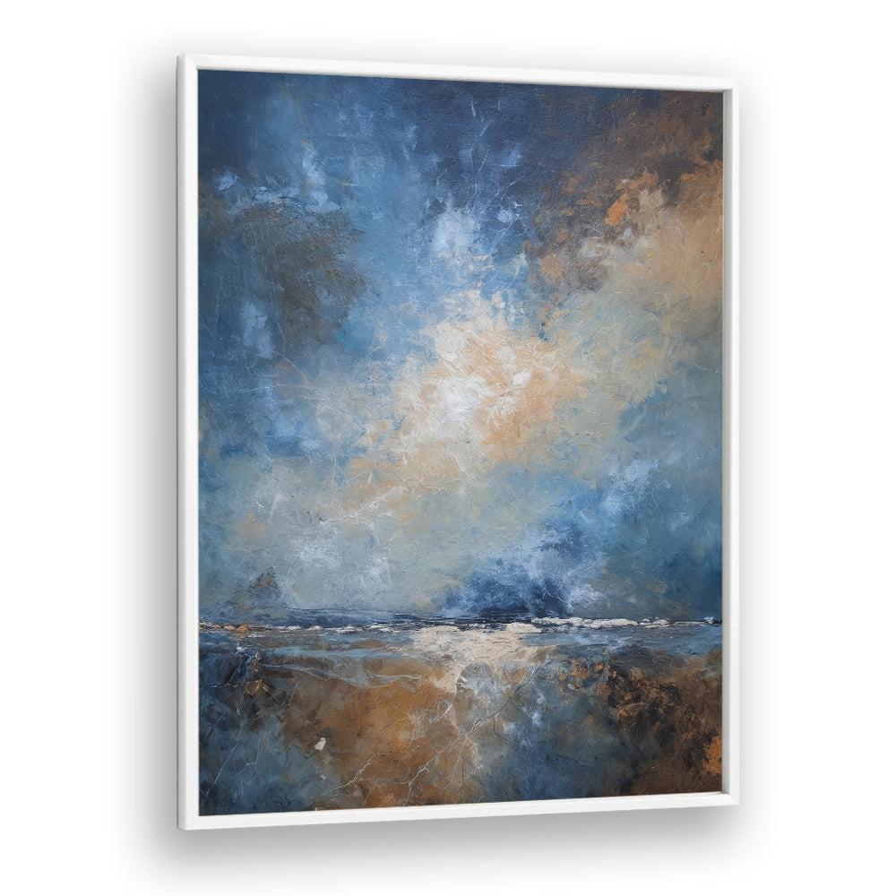 Vivid abstract painting of a DRAMATIC SKY over a tranquil ocean, perfect for enhancing home decor elegance.