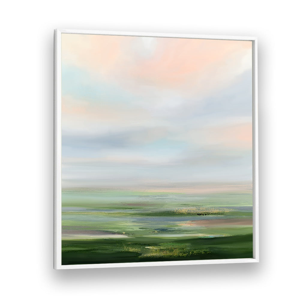 Serene landscape in soft hues, perfect for adding charm. Explore EVENING GLOW, ABSTRACT PAINTINGS for your decor.