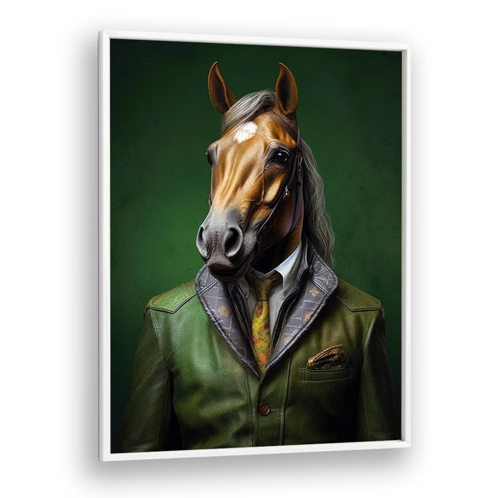 ELEGANT GREEN HORSE ANIMAL ART , ANIMAL PAINTINGS