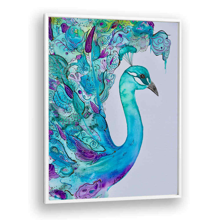 Vibrant EMERALD PEACOCK, ANIMAL PAINTINGS enhance your space with captivating color and elegance for any art collection.