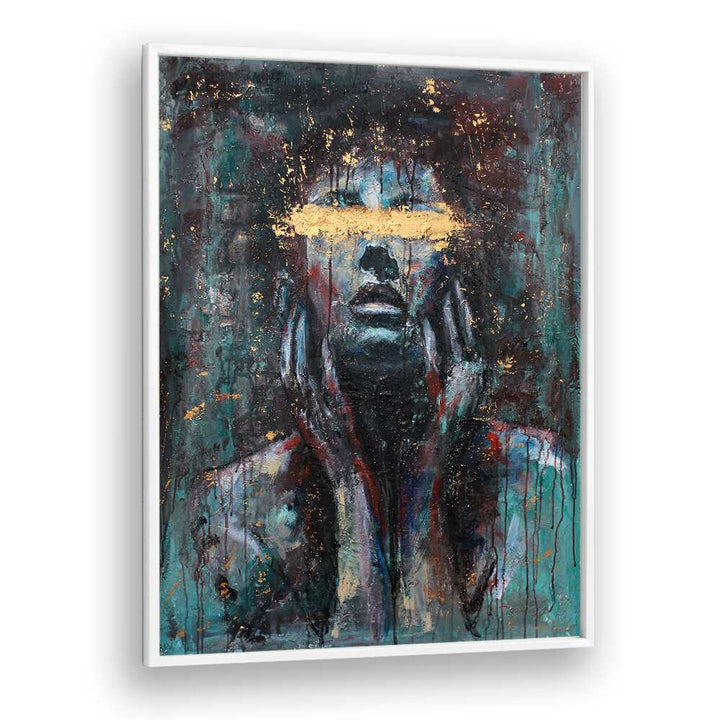 Vivid ENLIGHTENED , PORTRAITS artwork showcasing a striking figure with gold accents, perfect for modern decor.