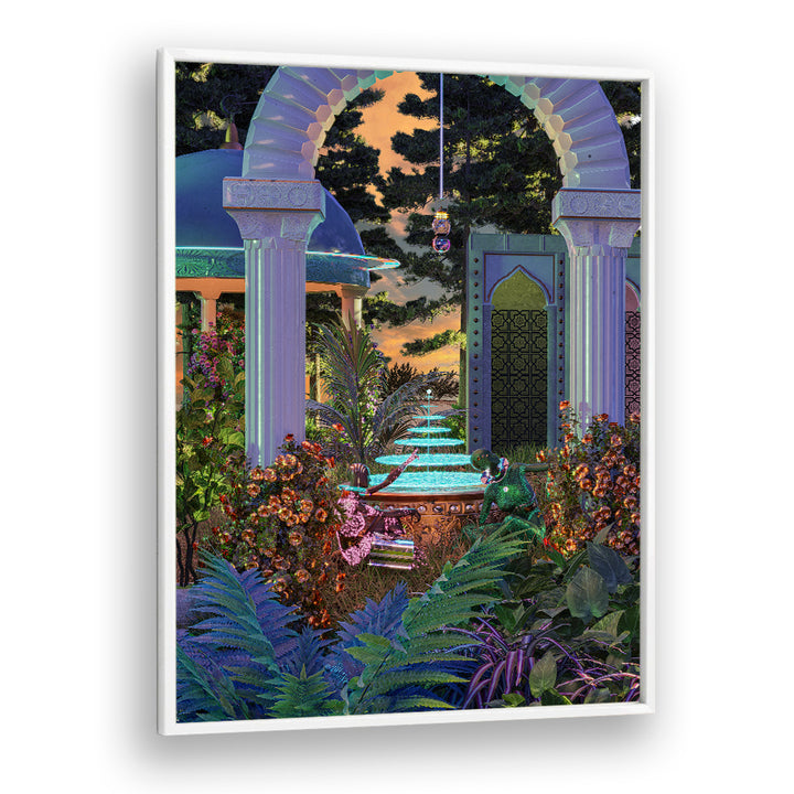EXOTIC GARDEN FOUNTAIN SUNSET