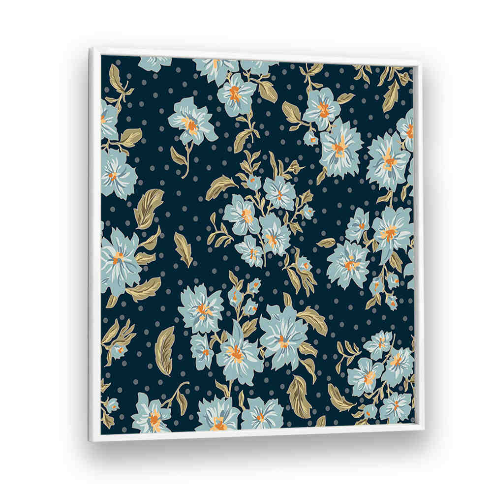 Floral Heritage V Pattern Art Prints showcase elegant flowers on a dark background, enhancing any home decor beautifully.