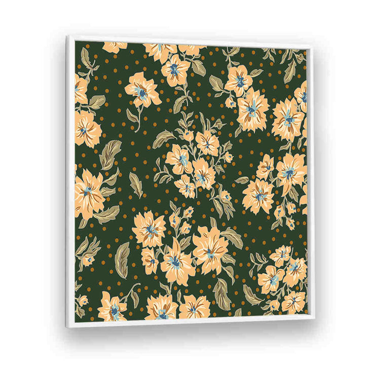 Bright floral design on a dark background showcasing FLORAL HERITAGE VI, PATTERN ART PRINTS for stylish decor.