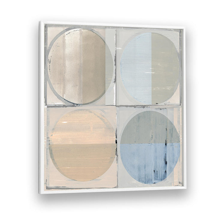 FOUR CIRCLES AND SQUARES I, GEOMETRIC ART PRINTS, features a stylish blend of modern circles and squares for minimalist decor.