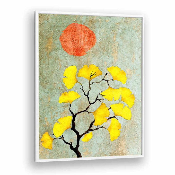 GINKO BILOBA AND SUN , FLORAL ,FLORAL FLOWER PAINTINGS