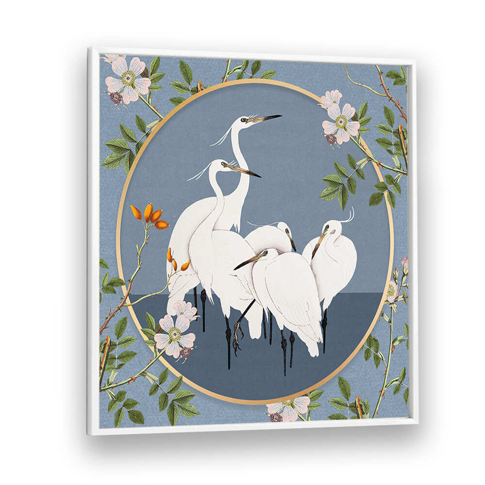 GRACEFUL EGRETS' ELEGANCE , ANIMAL PAINTINGS
