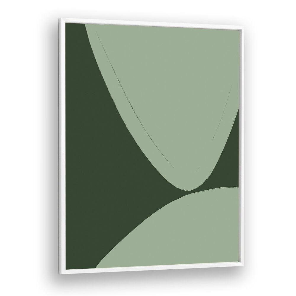 GREEN CURVED SHAPES , ABSTRACT PAINTINGS