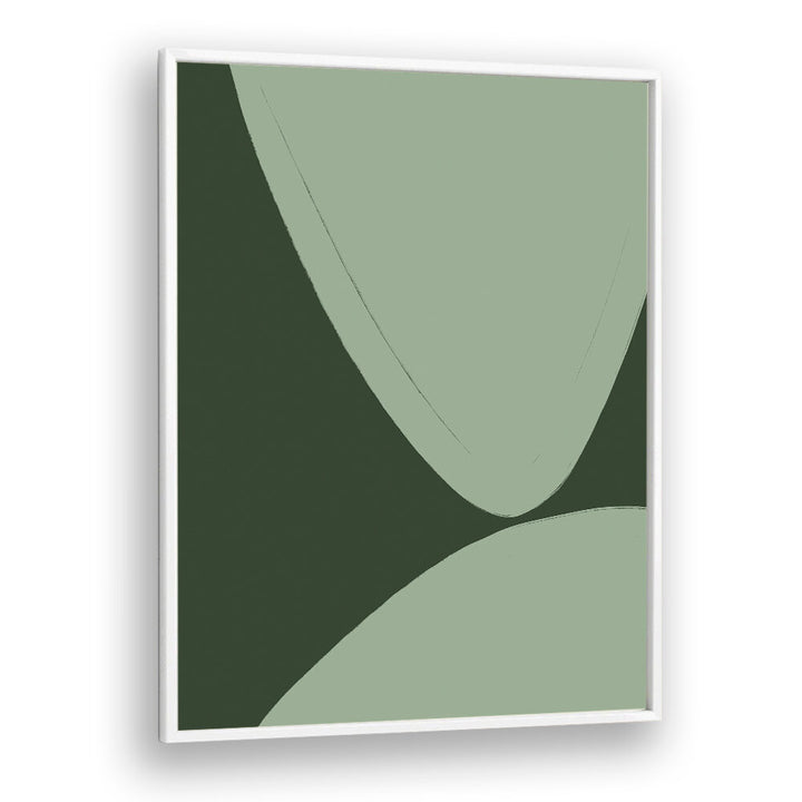 GREEN CURVED SHAPES , ABSTRACT PAINTINGS