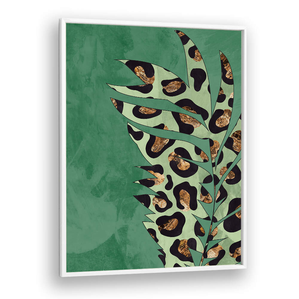 GREEN LEOPARD PRINT PALM LEAF , FASHION POSTERS
