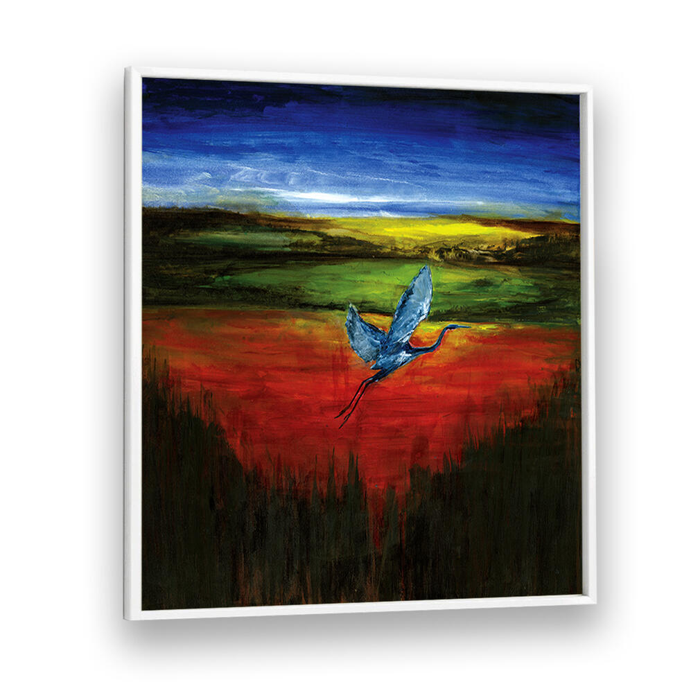 HERON SUN AND WATER , ANIMAL PAINTINGS