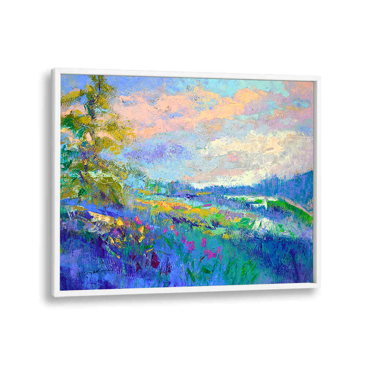 IMPRESSIONIST , LANDSCAPE PAINTINGS showing textured pastel meadow, trees and luminous sky — WhitePlain Studio wall art