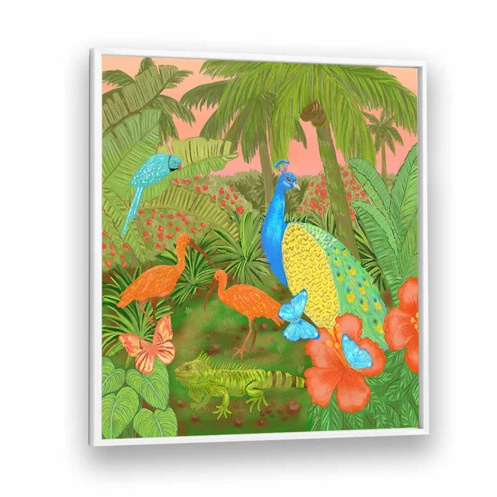 JUNGLE PARADISE SCENE , ANIMAL PAINTINGS