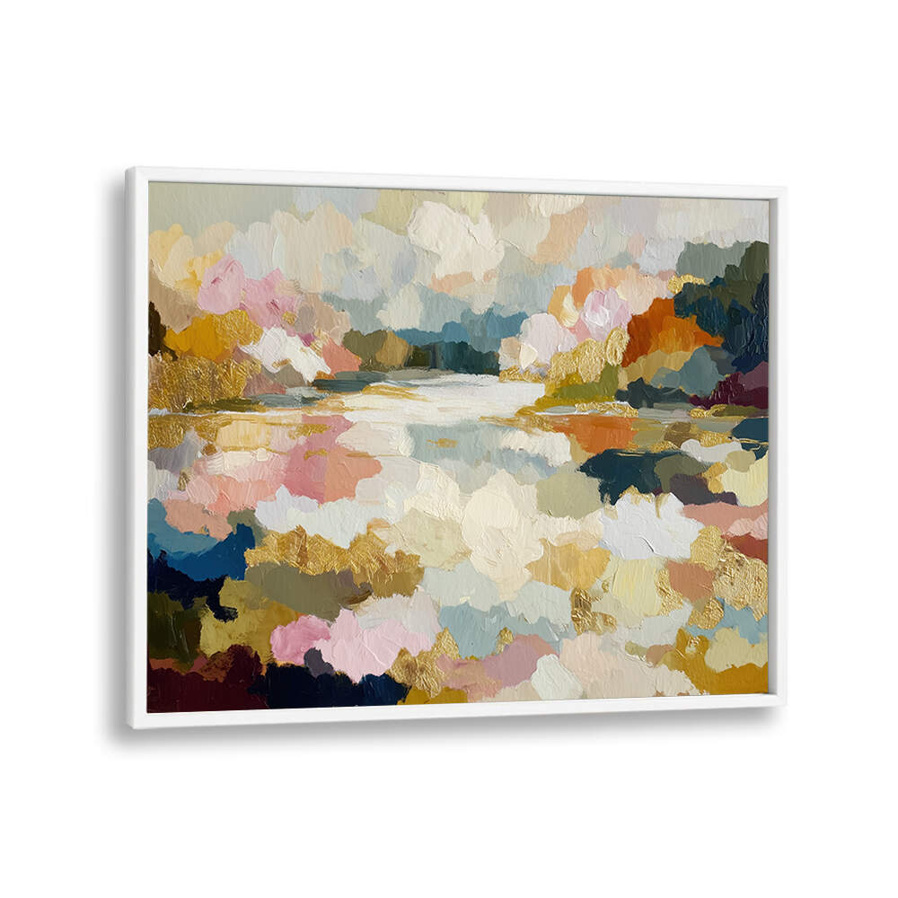 LAKE REFLECTION WITH GOLD ACCENTS