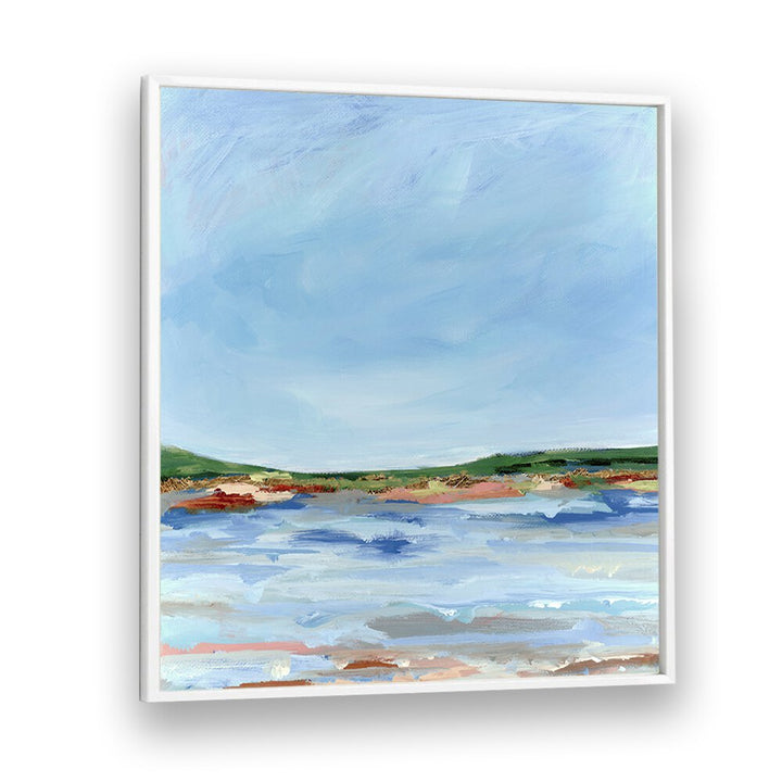 Relax by the water with LAKE SIDE, LANDSCAPE PAINTINGS featuring soothing blues and greens for nature lovers.