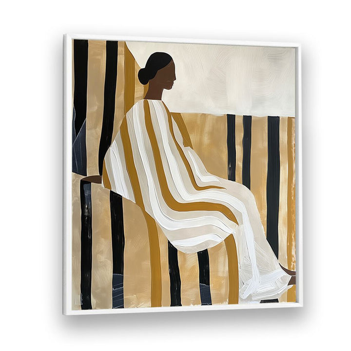 Stylish artwork of a lady in stripes, perfect for adding elegance to your space. Explore LADY IN STRIPES, PORTRAITS.