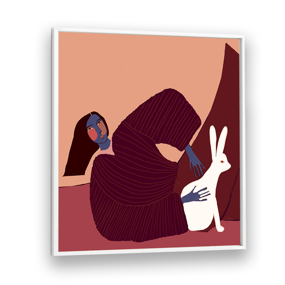 LADY AND RABBIT , PORTRAITS & FIGURATIVE ILLUSTRATIONS