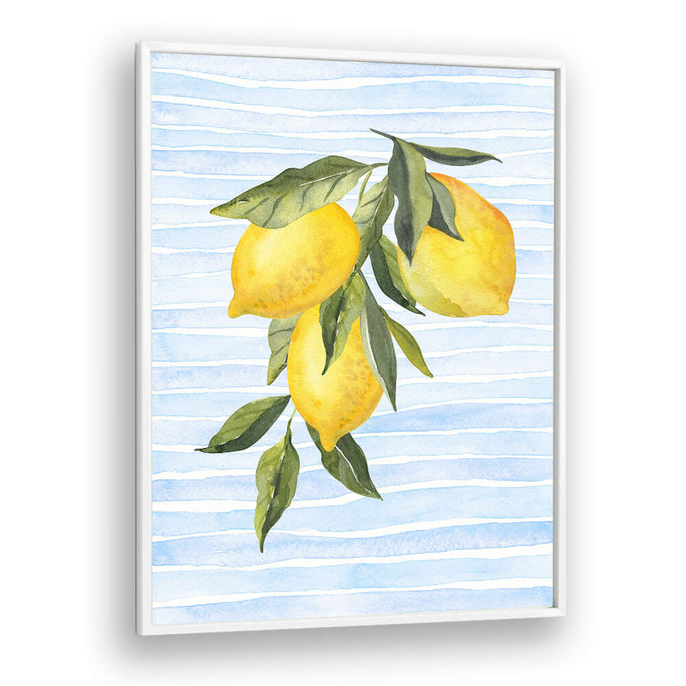 LEMONS ON STRIPES WATERCOLOR , KITCHEN POSTERS