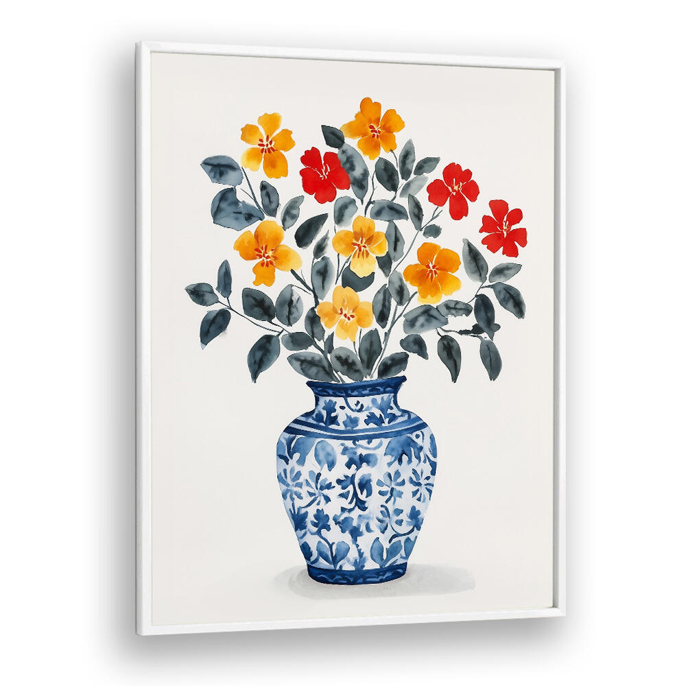 VIBRANT FLORAL VASE , FLORAL FLOWER PAINTINGS