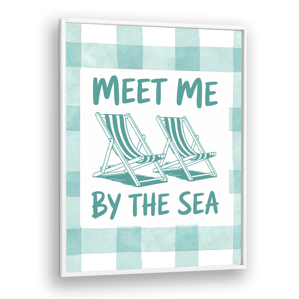 MEET ME BY THE SEA GREEN CHECKS , BEACH PAINTINGS