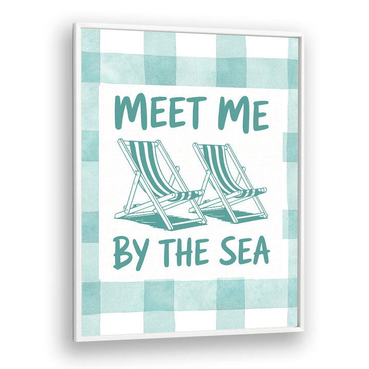 MEET ME BY THE SEA GREEN CHECKS , BEACH PAINTINGS