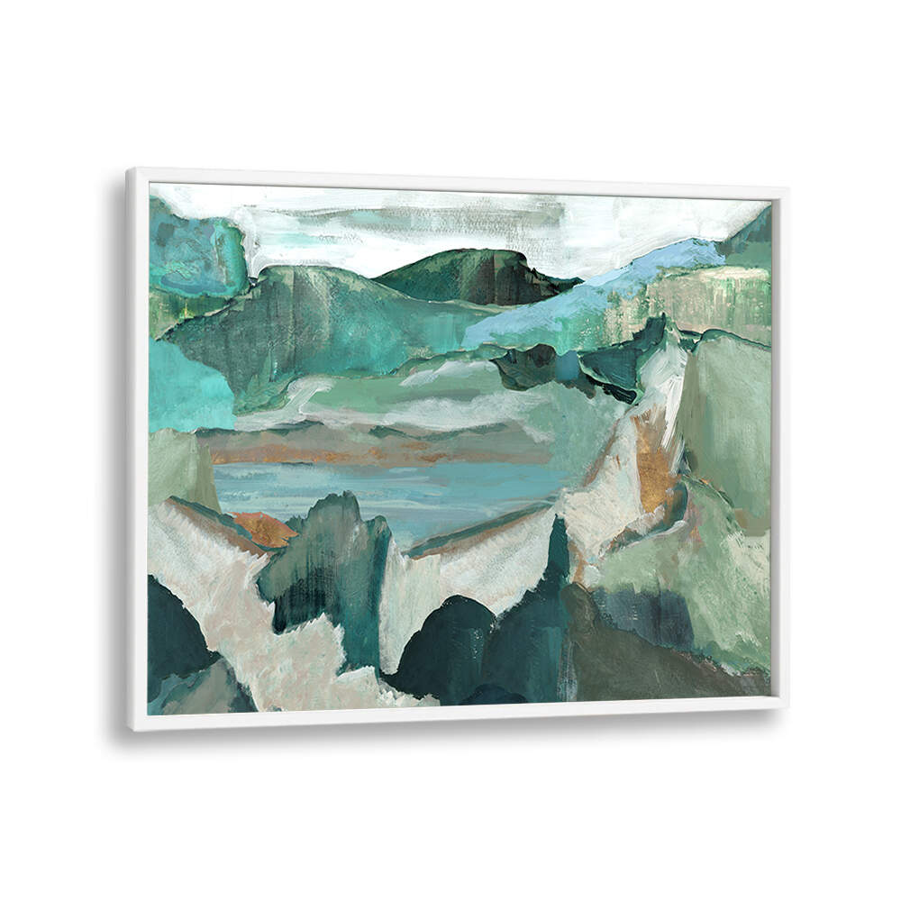 Stunning abstract hills in shades of green, part of NATURAL WORLD II, LANDSCAPE PAINTINGS for your serene space.