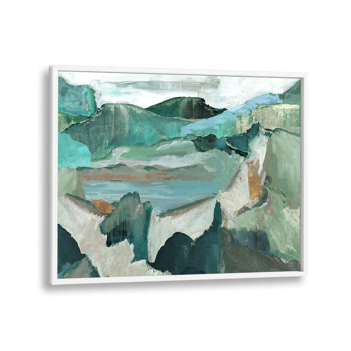 Stunning abstract hills in shades of green, part of NATURAL WORLD II, LANDSCAPE PAINTINGS for your serene space.