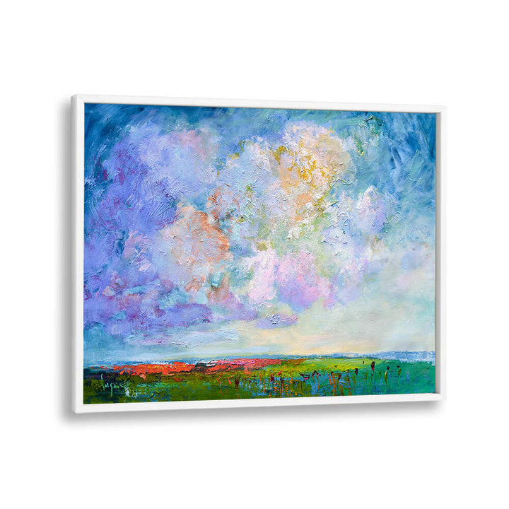 Framed colorful cloudscape over green fields, NATURE’S BEAUTY , LANDSCAPE PAINTINGS by Artisan Studio