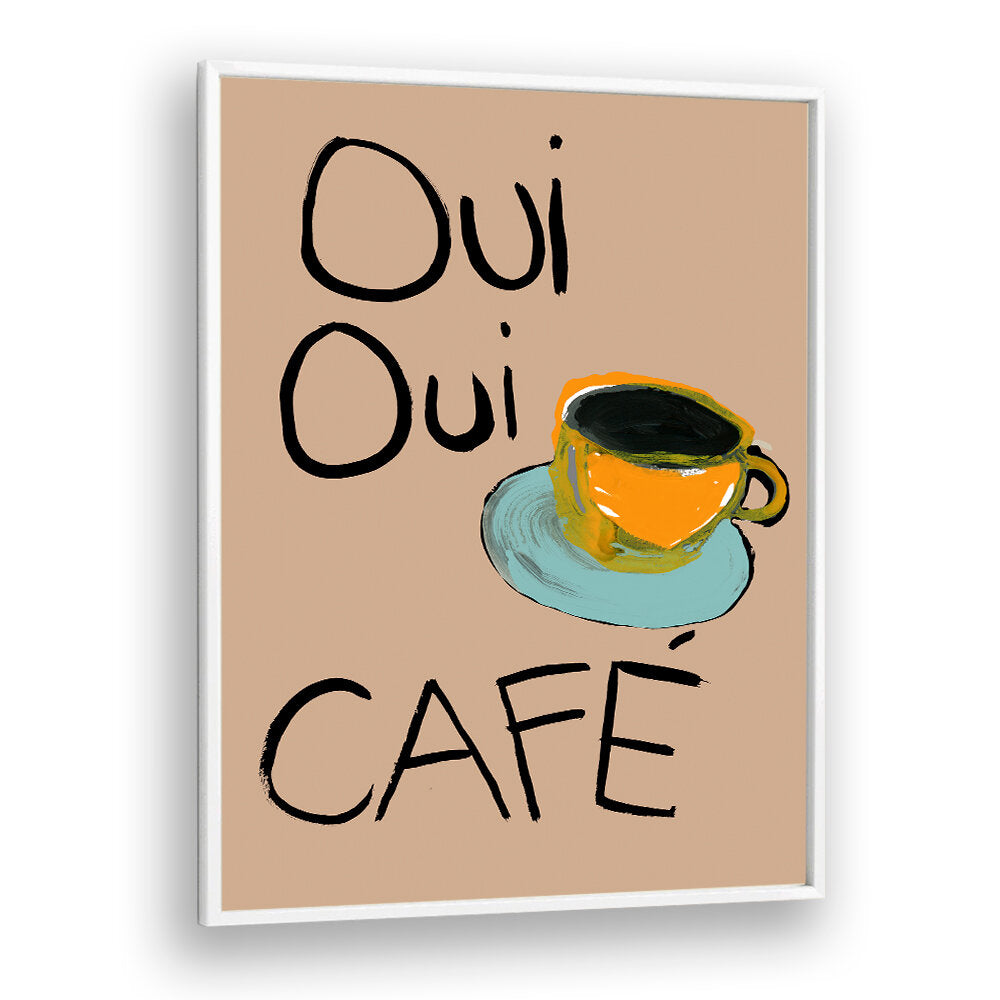 Bright abstract art featuring a coffee cup, perfect for enhancing your space with OUI OUI CAFÉ, BAR vibes.