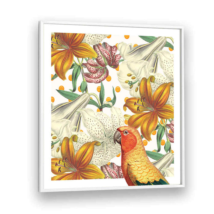 PARROT IN BLOOM , ANIMAL PAINTINGS