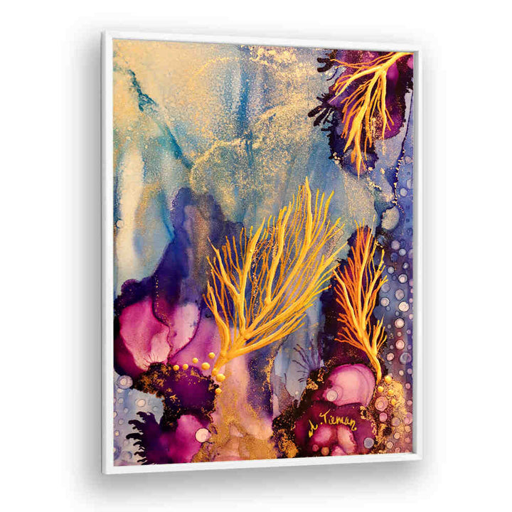 Vibrant colors in RADIANT REEF II, BEACH PAINTINGS evoke the beauty of ocean life, perfect for coastal decor.