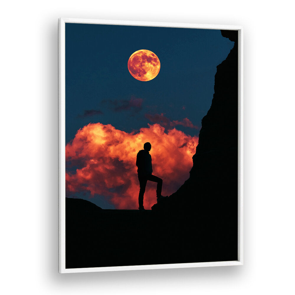 STANDING WITH MOON , SURREAL ART PRINTS