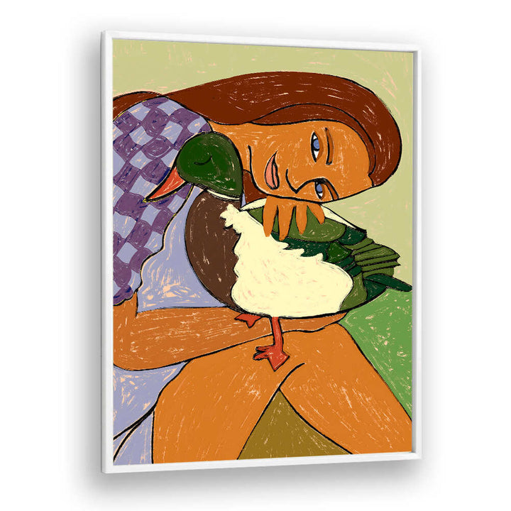 THE GIRL AND THE GREEN-HEADED GOOSE , PORTRAITS & FIGURATIVE ILLUSTRATIONS