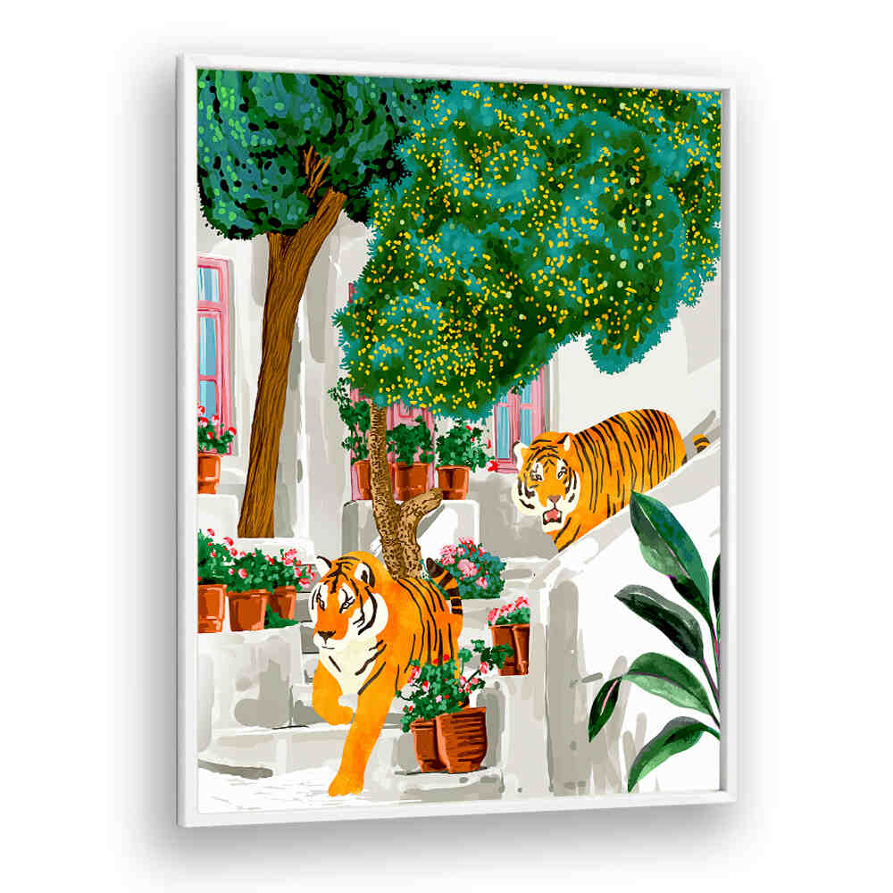 TIGERS IN GREECE , ANIMAL PAINTINGS