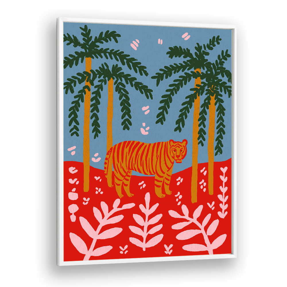 TIGER UNDER PALMS , ANIMAL PAINTINGS