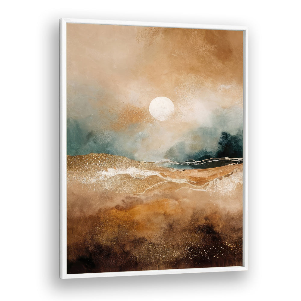 Tranquil Sunrise Over Misty Hills, abstract paintings showcasing serene dawn beauty on rolling hills. Perfect for decor.