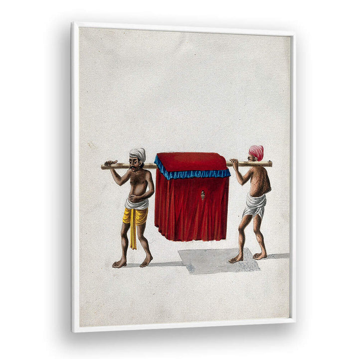 TWO MEN CARRYING A COVERED PALAQUIN