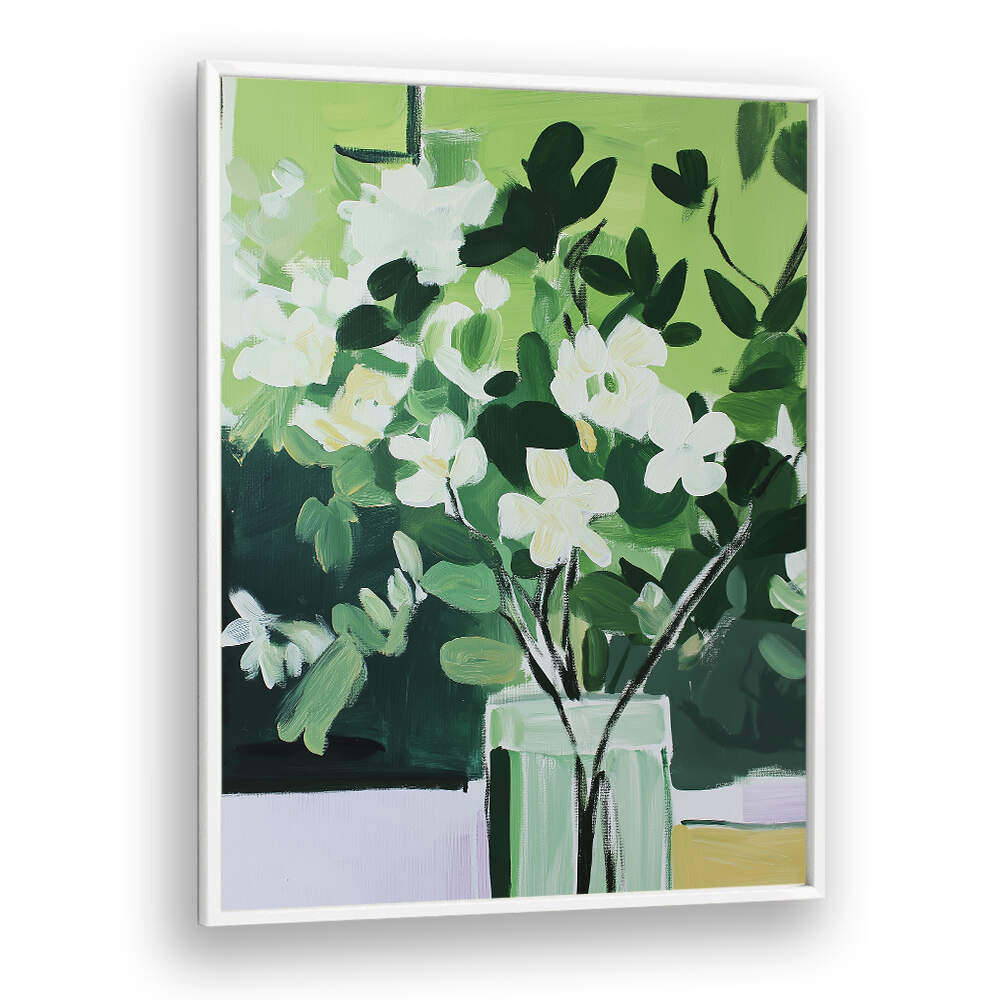 VIBRANT GREEN PALETTE , FLORAL FLOWER PAINTINGS