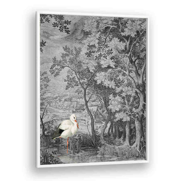 LANDSCAPE WITH STORK , ANIMAL PAINTINGS