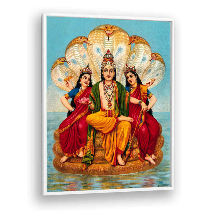 VISHNU FLANKED BY TWO WIVES