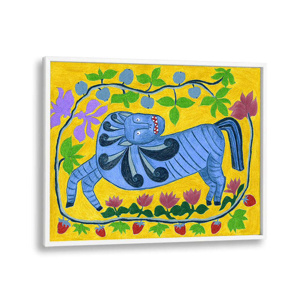 WHIMSICAL BLUE FOLK HORSE